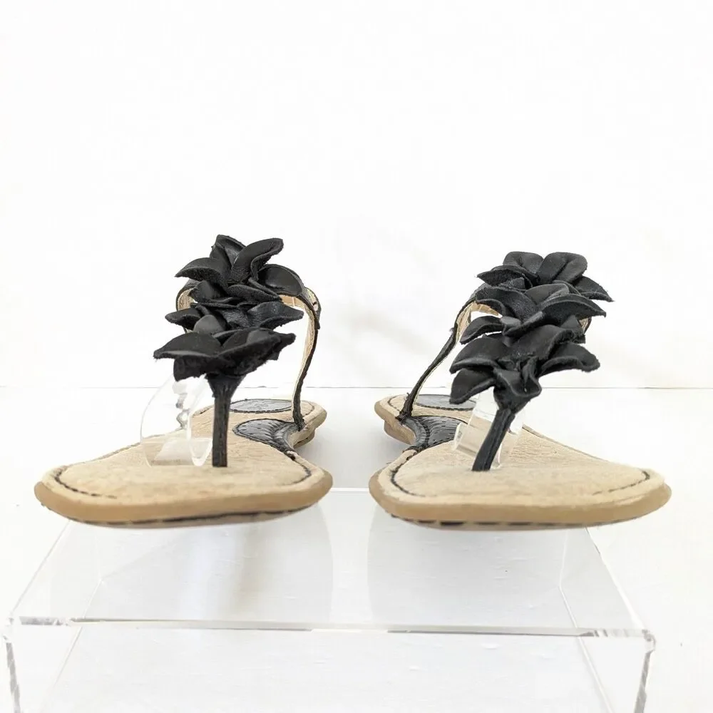 B.O.C. Born Concepts 8M Black Leather Slingback Flat Thong Sandals Flower Flats - Picture 8 of 15
